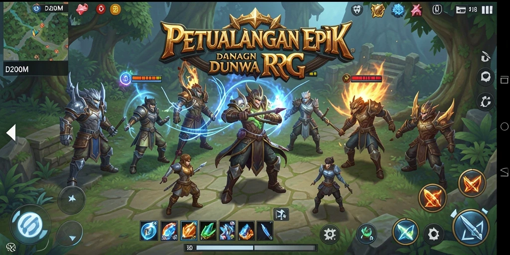 Screenshot D200M menunjukkan momen seru dalam gameplay RPG.
