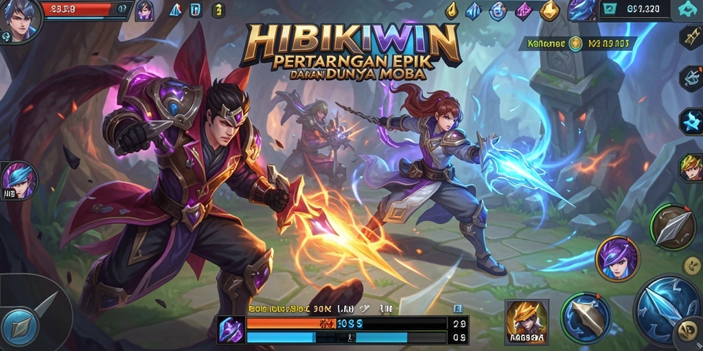 Gameplay seru HIBIKIWIN dengan pertarungan tim yang intens.