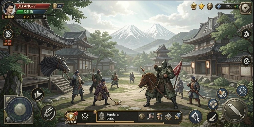 Screenshot gameplay JEPANG77 menampilkan aksi pertempuran strategis yang mendebarkan.