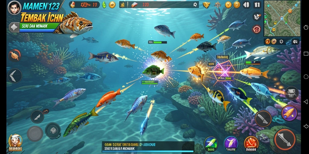 Screenshot MAMEN123 menampilkan gameplay seru Tembak Ikan.